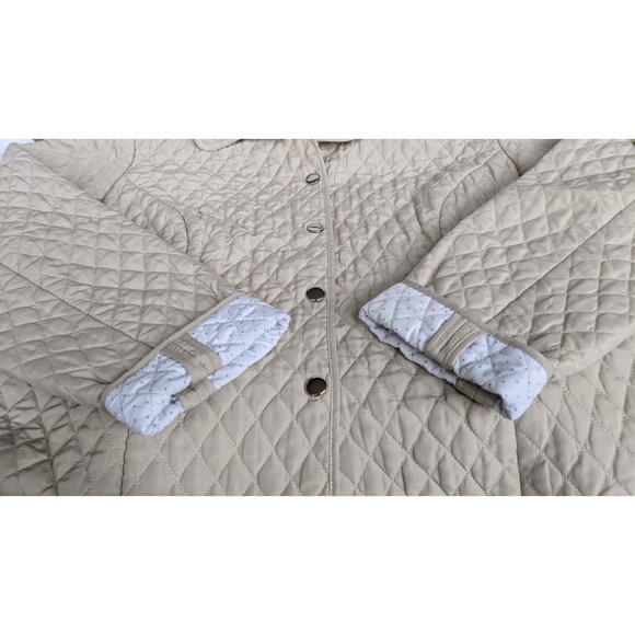 Vintage: diamond quilted jacket w/ polka dot liner, snap buttons, & collar - Picture 3 of 11